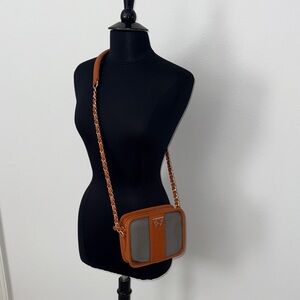 Kelly Wynne Orange Clear Crossbody Bag with Protective Bag